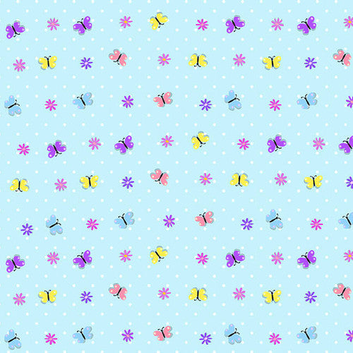 Moonbeams & Rainbows - Small Floral Soft Blue - 377 11