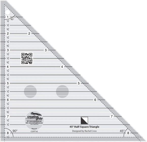 45° Half Square Triangle Ruler by Creative Grids - CGRT45