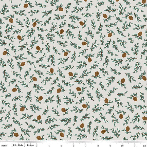 Camp Woodland Flannel - Off White Pinecones - RBF12572 OFWT