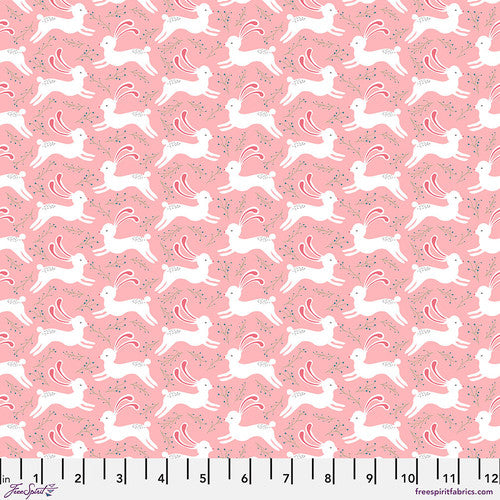 Snowy Weather Flannel - Bunnies Pink - FNSP011.PINK