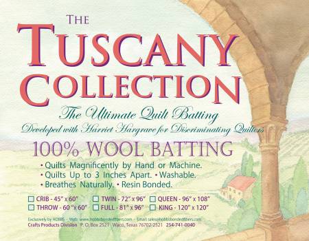 Tuscany Wool Batting 100% - Washable King 120