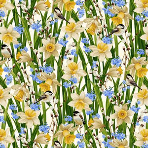 Nature's Affair - Cream Daffodils Allover - 3155-33