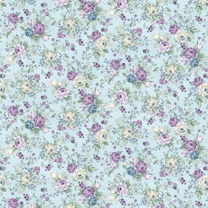 Twilight Garden Flannel - Floral on Aqua - F3191 17