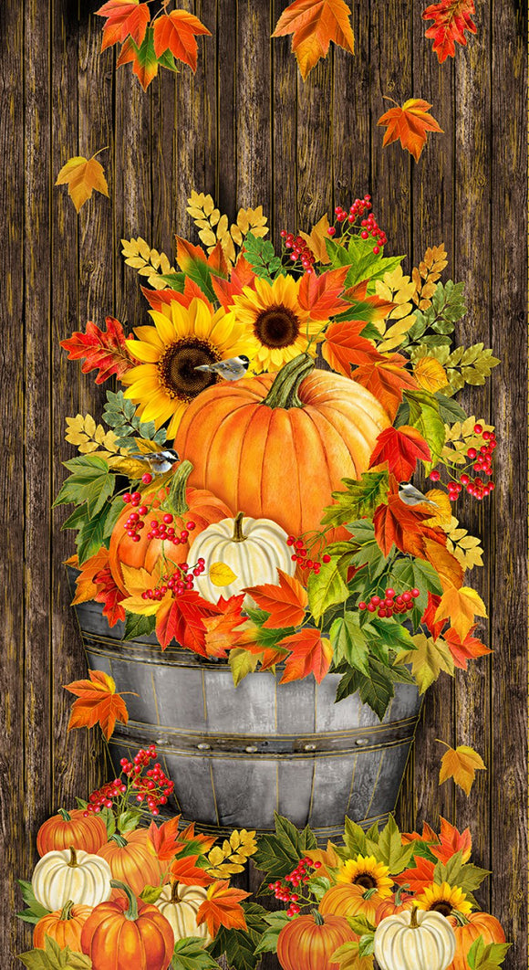 Fall Is In the Air - Floral Metallic Panel - 23.5