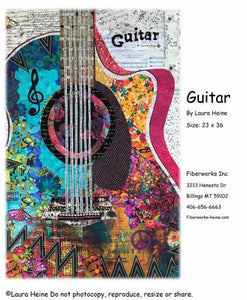 Guitar Collage Pattern by Laura Heine - FWLHGUITAR