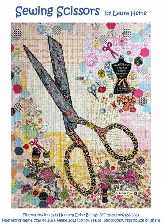 Sewing Scissors Collage Pattern by Laura Heine - FWLHSS