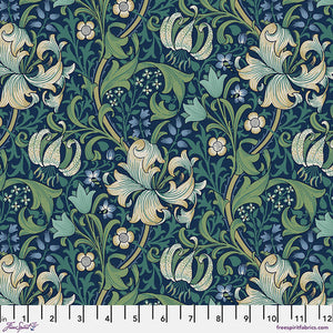 Buttermere - Navy Golden Lily by William Morris - PWWM028.NAVY