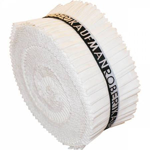 2-1/2in Strips Roll Up Kona Solids White Colorway 40pcs  - Jelly Roll