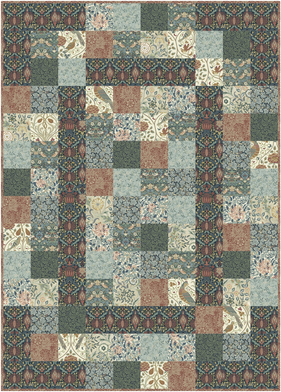 Teaberry Quilt Kit using William Morris Fabric