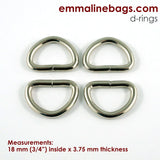 D-rings 3/4" & 1" by Emmaline Bags