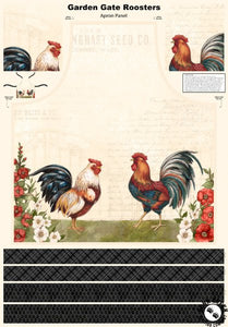 Garden Gate Roosters Apron Panel
