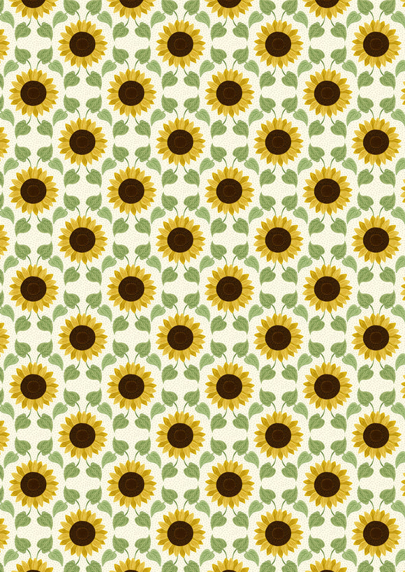 Sunflowers - Sunflowers with leaves on cream - 6746 1