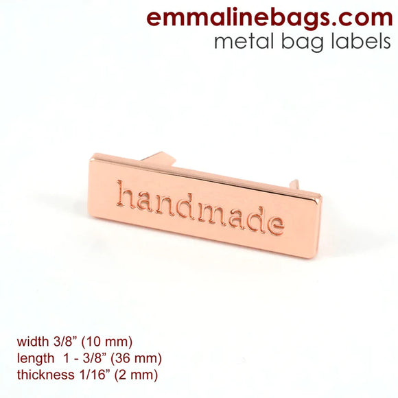 Metal Bag Label Handmade in Copper by Emmaline Bags